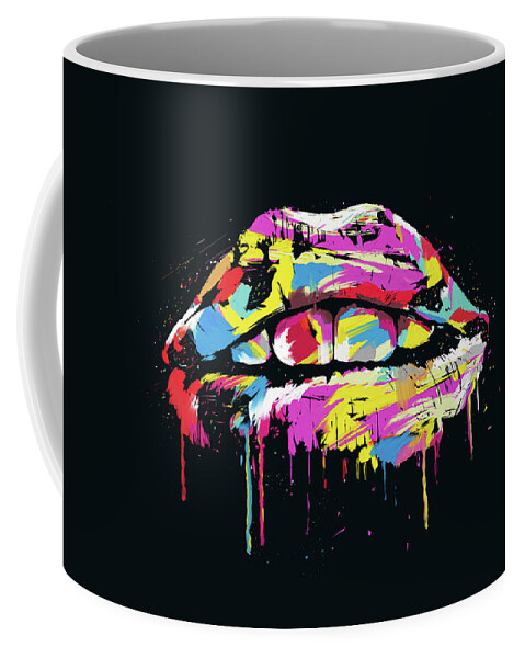 Lips Coffee Mug featuring the photograph Colorful lips by Balazs Solti