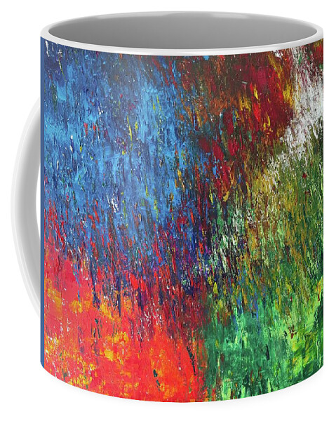Abstract Coffee Mug featuring the painting Kite Day at the Presidio by Raji Musinipally