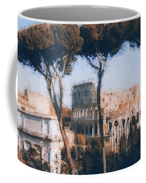 Roman Colosseum Coffee Mug featuring the painting Colosseum, Rome - 29 by AM FineArtPrints