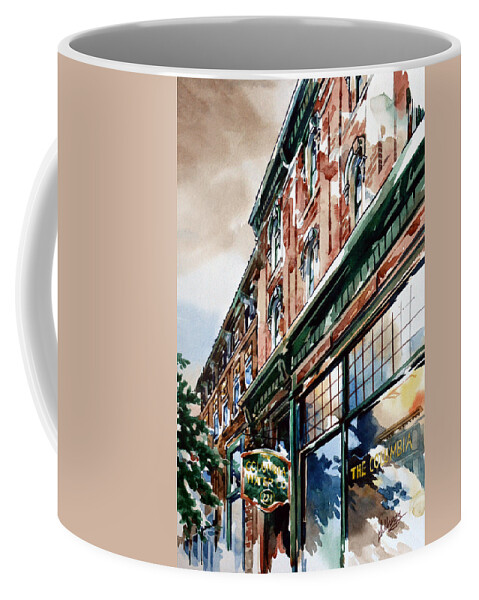 #watercolor #landscape #cityscape #columbia #columbiapa #oldbuildings #columbiawater Coffee Mug featuring the painting Columbia Water by Mick Williams