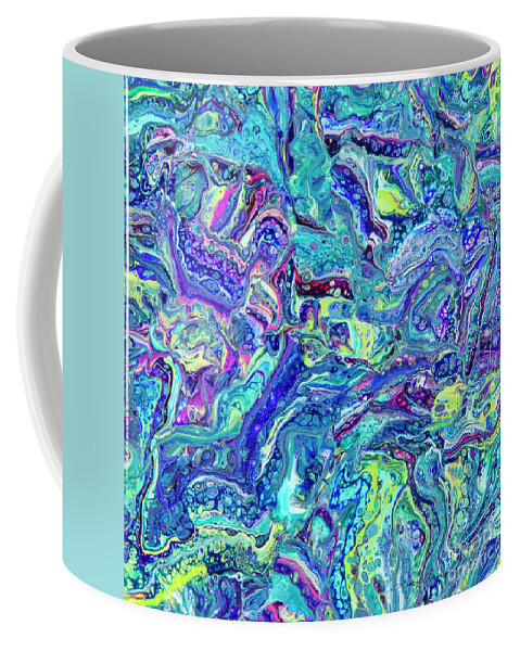 Poured Acrylics Coffee Mug featuring the painting Confetti Dimension by Lucy Arnold