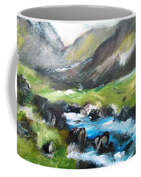 Connemara Coffee Mug featuring the painting Connemara Landscape County Galway Ireland by Mary Cahalan Lee - aka PIXI
