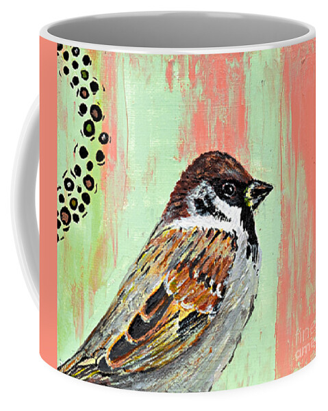 Bird Coffee Mug featuring the painting Contemplating Flight by Tracey Lee Cassin