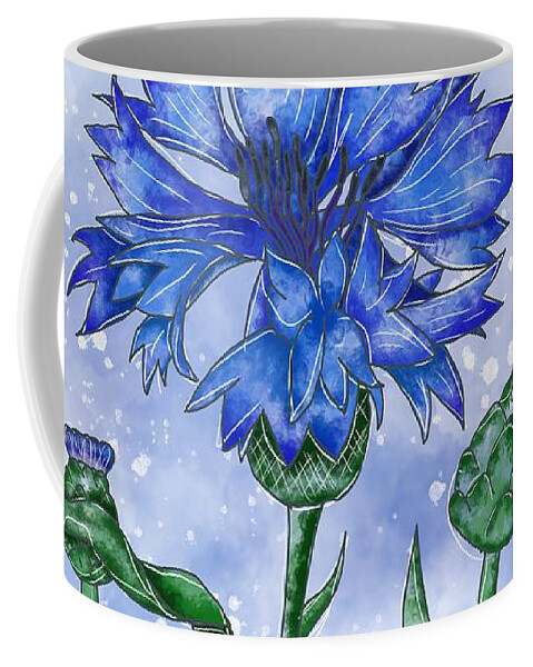 Cornflower Coffee Mug featuring the painting Cornflower blue by Patricia Piotrak