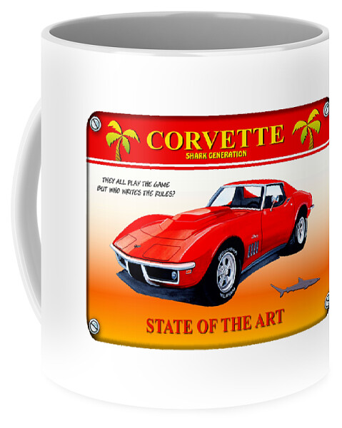 Watercolour Coffee Mug featuring the mixed media Corvette C3-Shark Generation by Simon Read