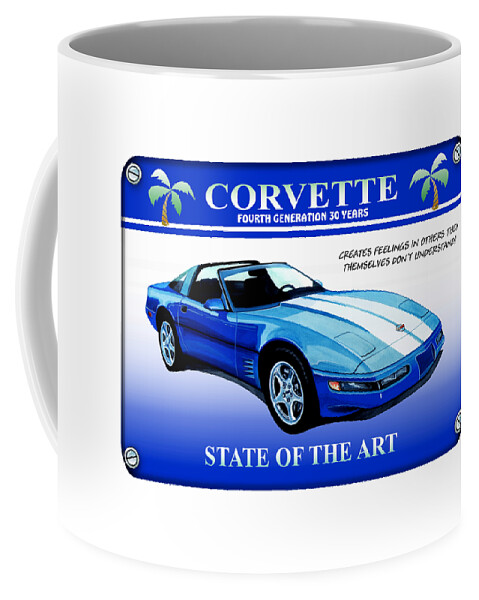 Watercolour Coffee Mug featuring the mixed media Corvette C4-30 Years On by Simon Read
