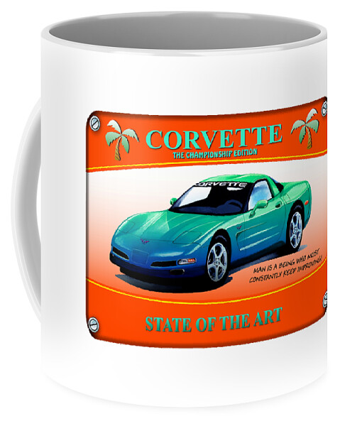 Watercolour Coffee Mug featuring the mixed media Corvette C5-Championship Edition by Simon Read