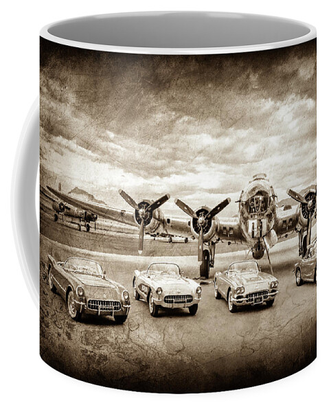 Corvettes And B17 Bomber -0027s Coffee Mug featuring the photograph Corvettes and B17 Bomber -0027s by Jill Reger