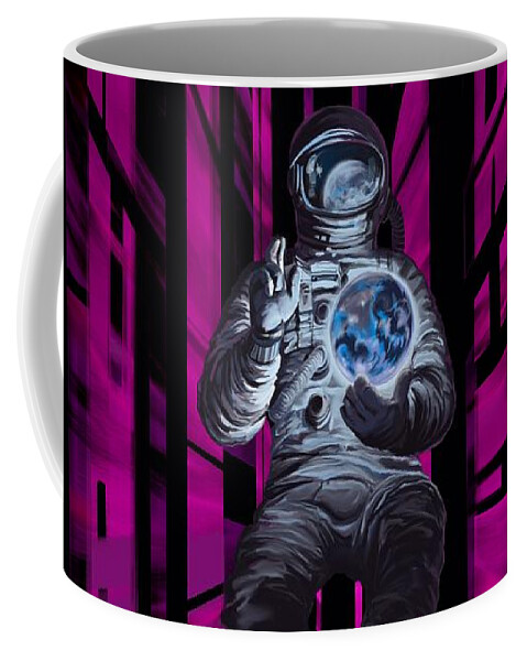 Cosmonaut Coffee Mug featuring the painting Cosmonault by Sassan Filsoof