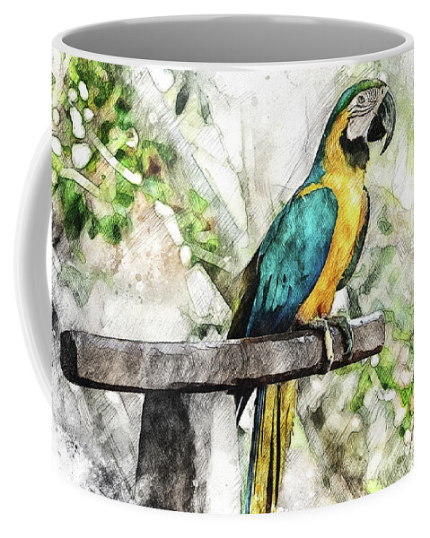 Costa Maya Coffee Mug featuring the digital art Costa Maya Macaw by David Smith