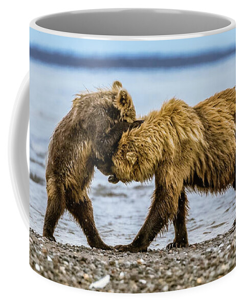 Bear Coffee Mug featuring the photograph Coastal brown bears by Lyl Dil Creations