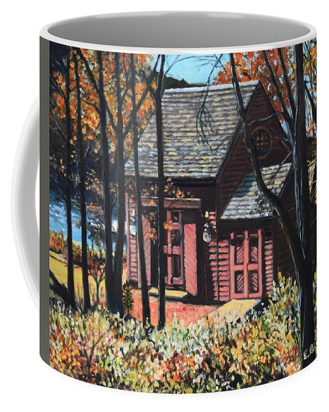 Cottage Coffee Mug featuring the painting Cottage On The Shore At Lobster Cove by Eileen Patten Oliver