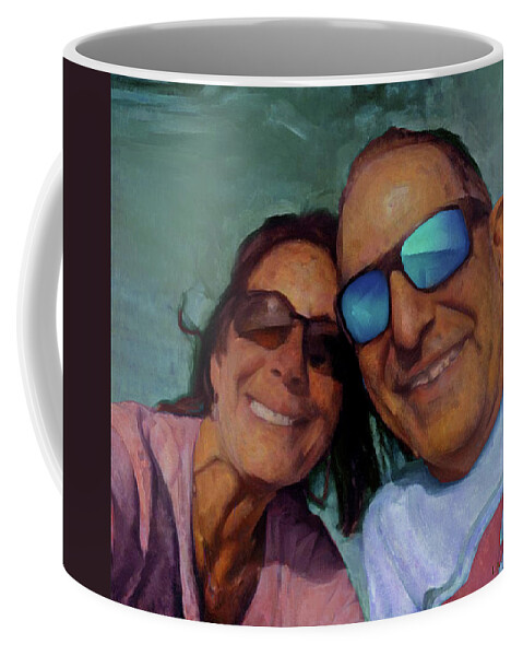 Cousin Lori Coffee Mug featuring the digital art Cousin Lori and Vince by Richard Laeton