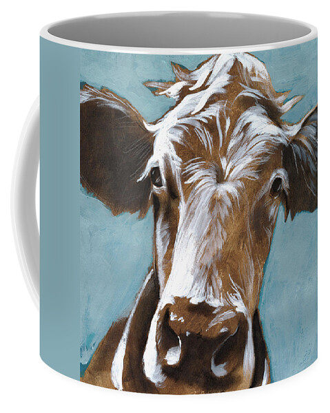 Animals & Nature+farm+cows & Sheep Coffee Mug featuring the painting Cow Kisses II by Jennifer Paxton Parker
