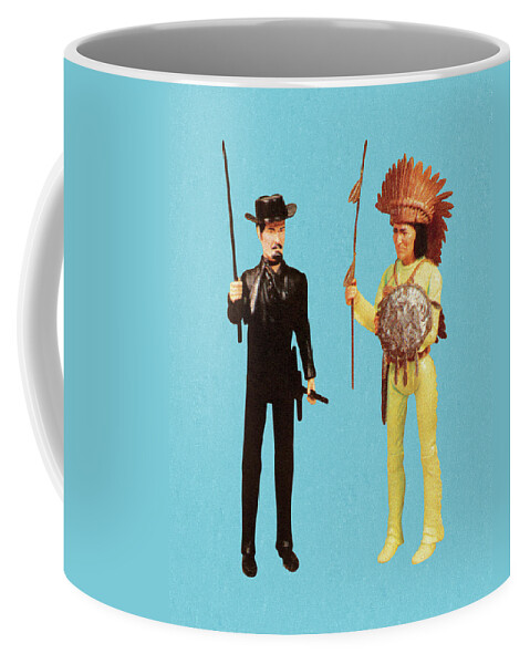 Accessories Coffee Mug featuring the drawing Cowboy and Native American Man by CSA Images