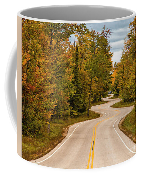 Gills Rock Road Coffee Mug featuring the photograph Crazy Curvy Road Gills Rock Door County Wisconsin Lake Michigan Great Lakes Upper Midwest by Wayne Moran