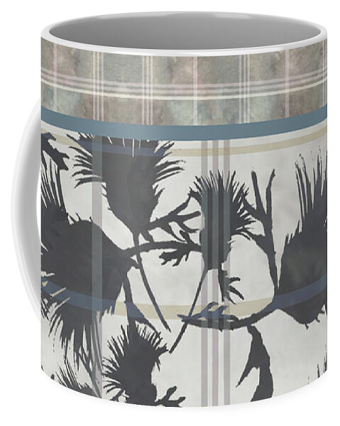 Plaid Coffee Mug featuring the digital art Cream Thistle Plaid Contrast Border by Sand And Chi