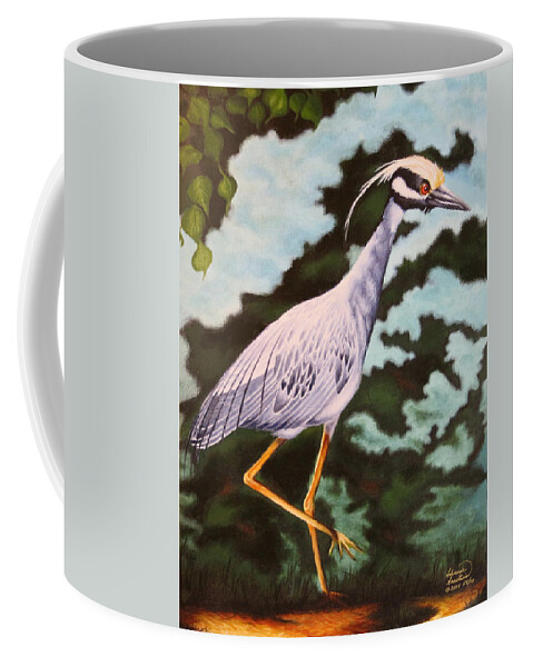Florida Coffee Mug featuring the painting Crested Night Heron by Adrienne Dye