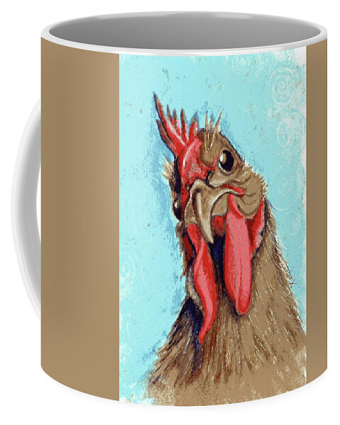 Chicken Coffee Mug featuring the painting Critical Thinking by Karren Case