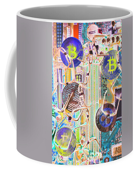 Blockchain Coffee Mug featuring the photograph Cryptocurrency circuitry by Jorgo Photography