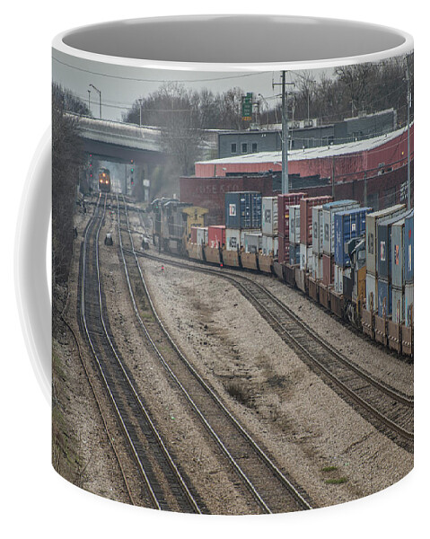 Railroad Coffee Mug featuring the photograph CSX intermodal Q029 at Nashville TN by Jim Pearson