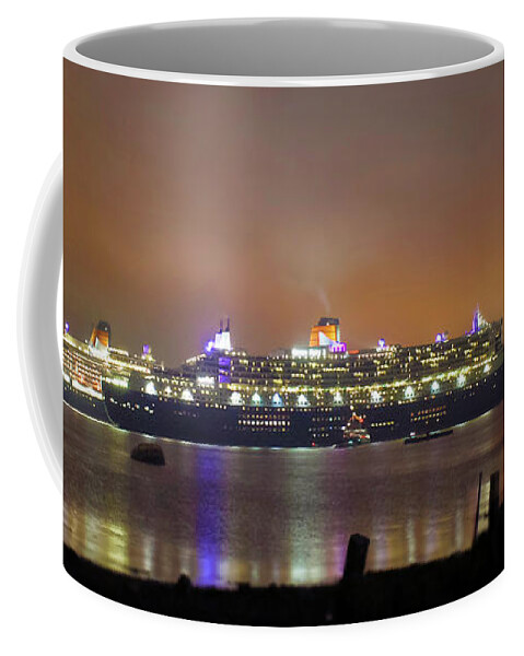 Cunard's 3 Queens Coffee Mug featuring the photograph Cunard's 3 Queens by Terri Waters
