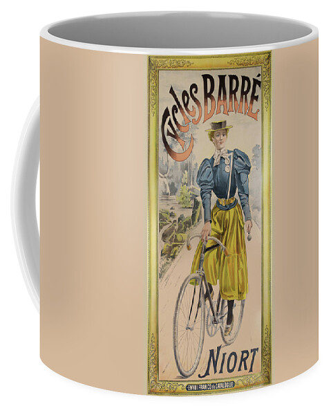 Bicycle Coffee Mug featuring the painting Cycles Barr Niort by Anonymous