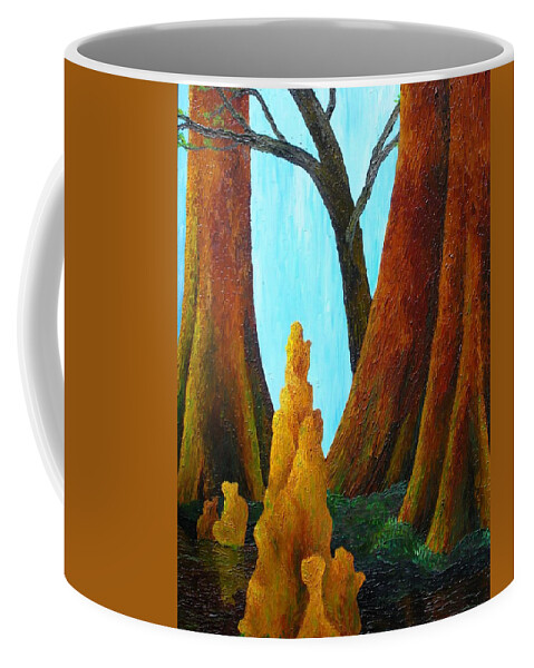 Florida Coffee Mug featuring the painting Cypress Knees by Margaret Zabor