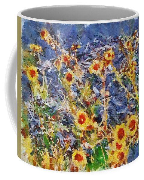 Daisies Coffee Mug featuring the mixed media Daisies by Christopher Reed