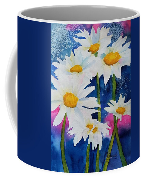 Daisies Coffee Mug featuring the painting Daisies in Navy by Ann Frederick