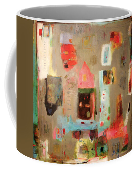 Childhood Coffee Mug featuring the painting Daisychains Around the Maypole by Janet Zoya