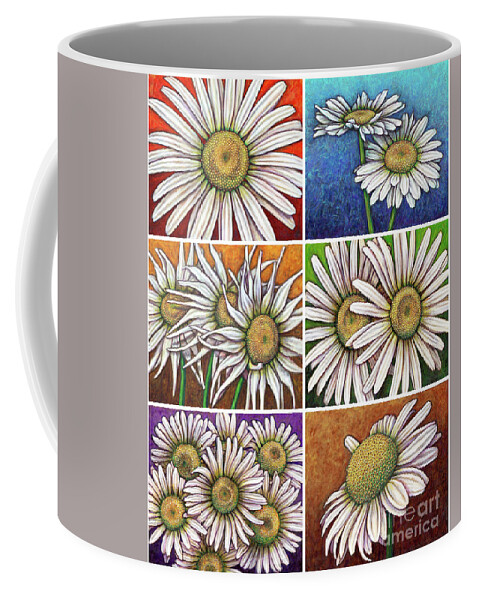 Garden Coffee Mug featuring the painting Daisy Garden Patchwork by Amy E Fraser
