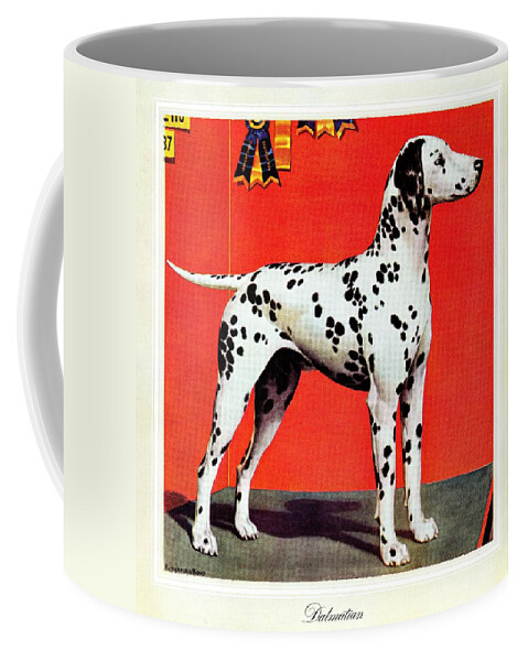 Dalmatians Coffee Mug featuring the drawing Dalmatians by Rutherford Boyd