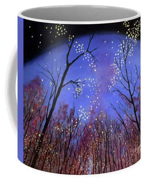 Fireflies Coffee Mug featuring the painting Dance of the Fireflies by Connie Spencer