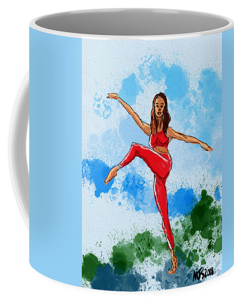 Dancer Coffee Mug featuring the digital art Dancer In Red by Michael Kallstrom
