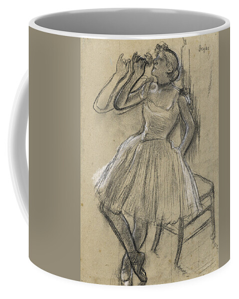 Edgar Degas Coffee Mug featuring the drawing Dancer with a Rose by Edgar Degas