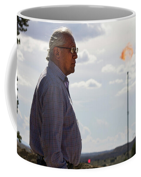 Oil Development Coffee Mug featuring the photograph Daniel and the Flare by Jonathan Thompson