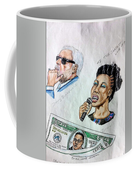Black Art Coffee Mug featuring the drawing Danny Blackwell featuring Brandy by Joedee