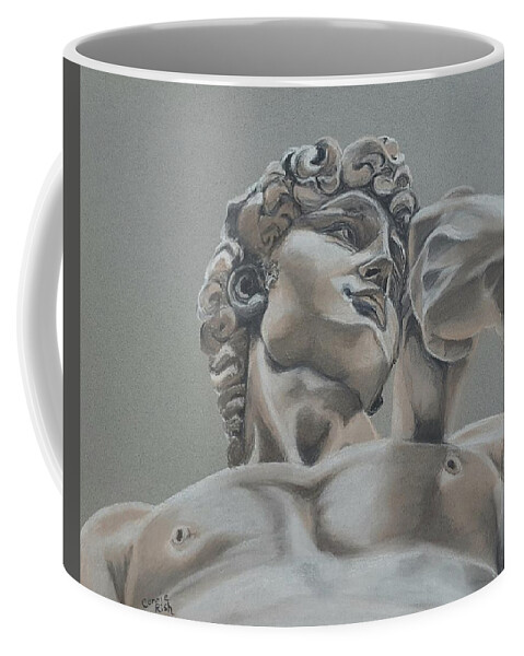 Michaelangelo's David Coffee Mug featuring the drawing David A Foreshortened Perspective by Connie Rish
