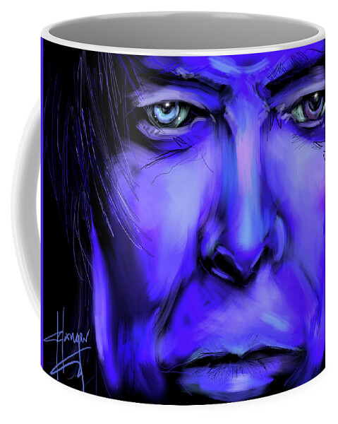 David Bowie Coffee Mug featuring the painting David Bluey by DC Langer