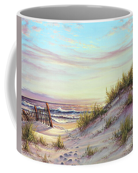 Seascape Coffee Mug featuring the painting Dawn at the Beach by Joe Mandrick