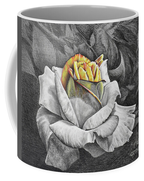 Rose Coffee Mug featuring the drawing Dawn by Nancy Cupp