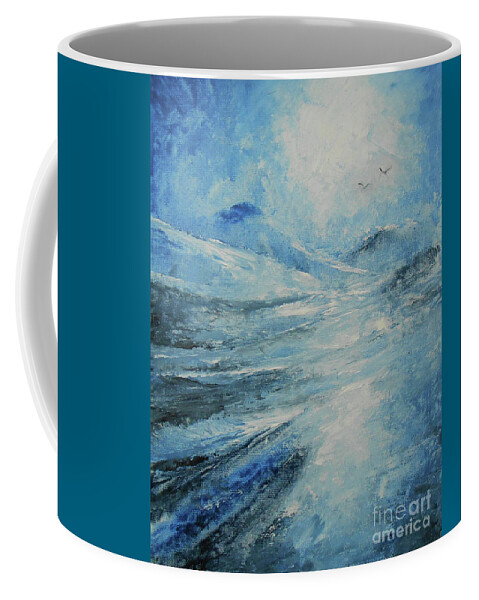 Abstract Coffee Mug featuring the painting Daydream In Blue by Jane See