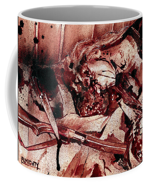 Ryan Almighty Coffee Mug featuring the painting DEAD / MAYHEM dry blood by Ryan Almighty