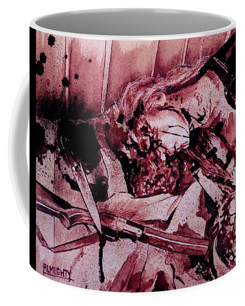 Ryan Almighty Coffee Mug featuring the painting DEAD / MAYHEM fresh blood by Ryan Almighty