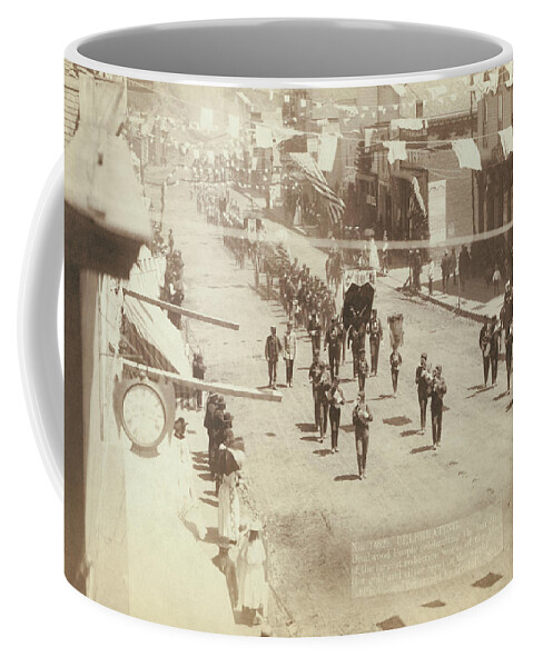 West Coffee Mug featuring the painting Deadwood Parade with Marching band by John C.H. Grabill