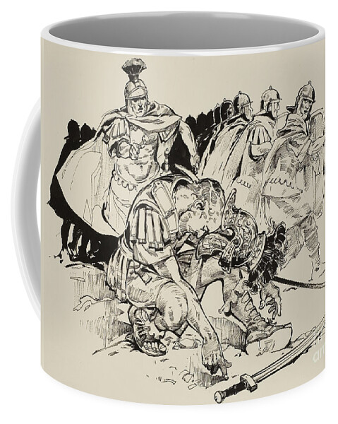 Death Of Emperor Julian (331-63) Armour Coffee Mug featuring the painting Death Of Emperor Julian by Cl Doughty