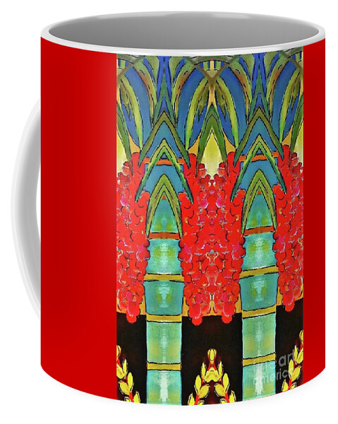 Palms Coffee Mug featuring the digital art Deco Palms by Tracey Lee Cassin