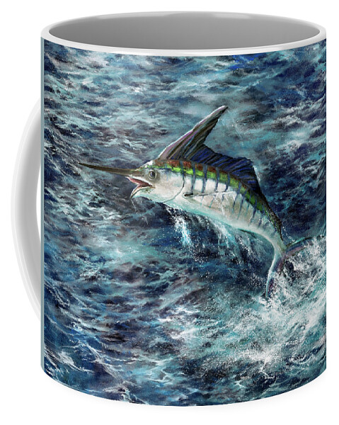 Ocean Coffee Mug featuring the painting Deep Blue Marlin by Lynne Pittard