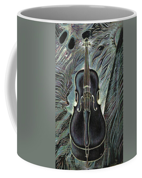 Cello Coffee Mug featuring the painting Deep Cello by Jeremy Robinson